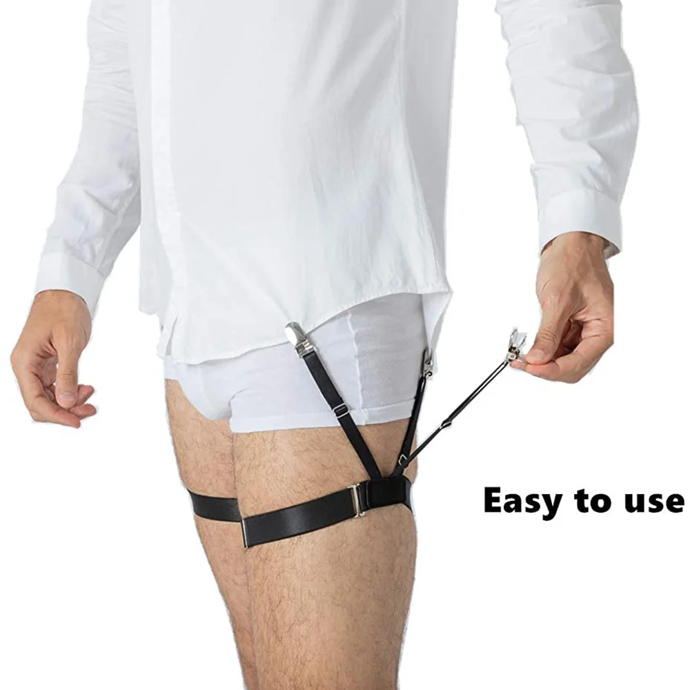 Men Shirt Stays Garters Belt Adjustable Elastic Shirt Holder Straps Keep Shirt Tucked In Non-Slip Shirt Tuckers Leg Suspenders