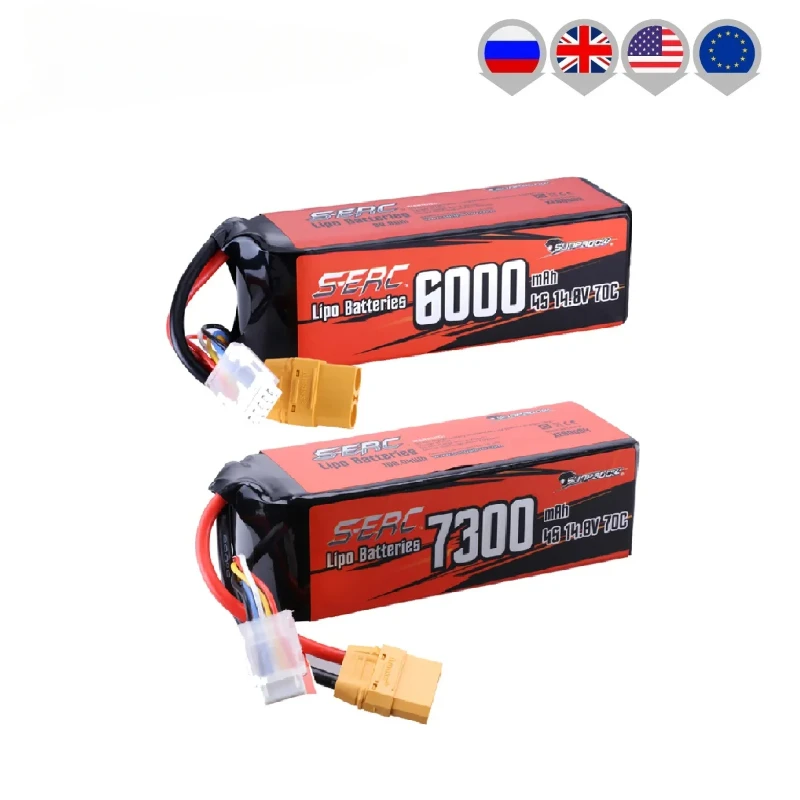 

4S Lipo Battery for 6000mAh 7300Ah 70C 14.8V with XT90 Plug Connector For RC Car Truck Tank Truggy Vehicle Buggy Hobby