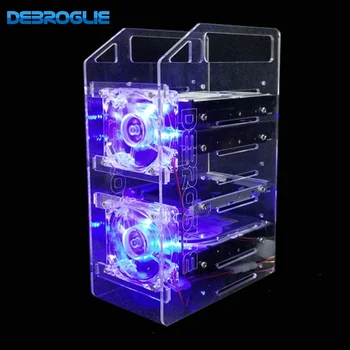 Estante de extensión de disco duro transparente, 3,5 pulgadas, ordenador de escritorio, discos duros externos, jaula de HDD, refrigeración para minería