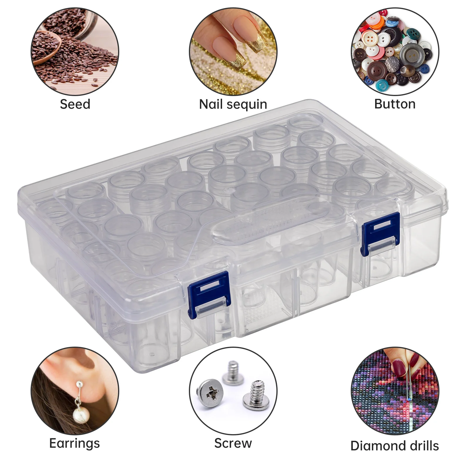 40 Grids Diamond Painting Storage Case, Clear Plastic Bead Storage Organiser Box for Jewelry Rings Glitter Rhinestones (1 Pack)