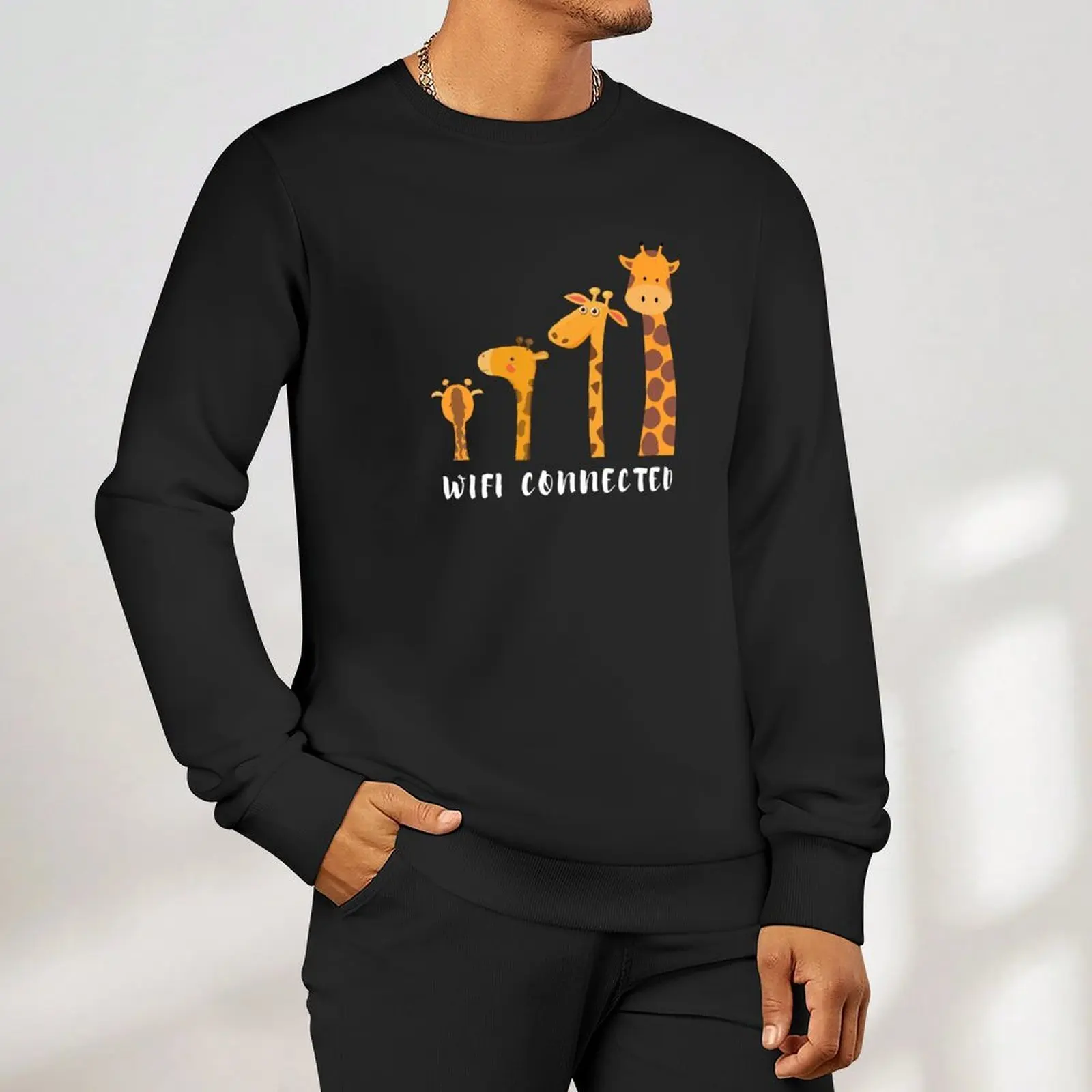Wifi Connected - Funny Giraffe - Giraffe WIFI Pullover men wear tracksuit tracksuit men sports sweatshirt man