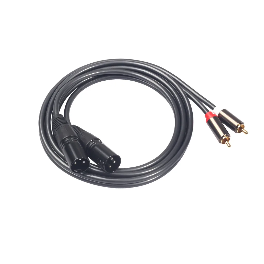 1.5m 4.9ft 5mm Dual XLR przejście ze złącza męskiego na podwójne złącze męskie RCA sygnału Audio kabel Patch kabel Audio