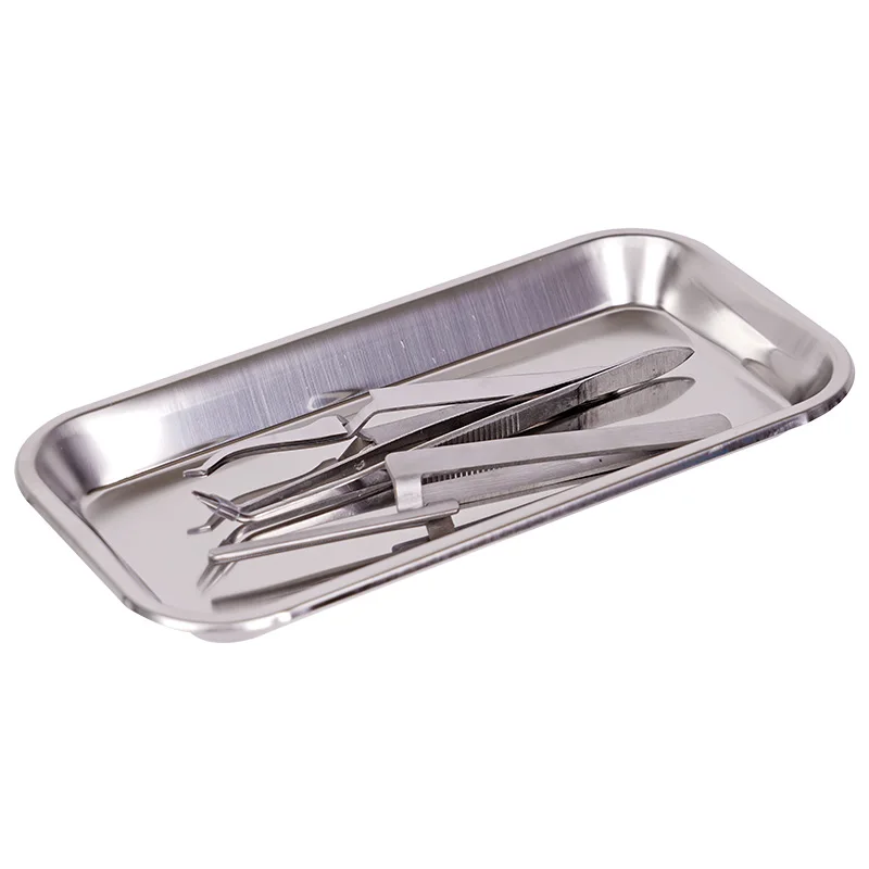 

1pc Stainless steel tray, uncovered surgical tray, dental tray, thickened storage tray for instrument cleaning and storage