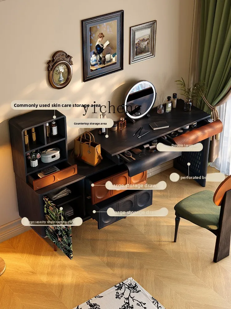 

YXY Bedroom Bedside Dressing Table Chest of Drawers Vintage Style Solid Wood Dressing Table