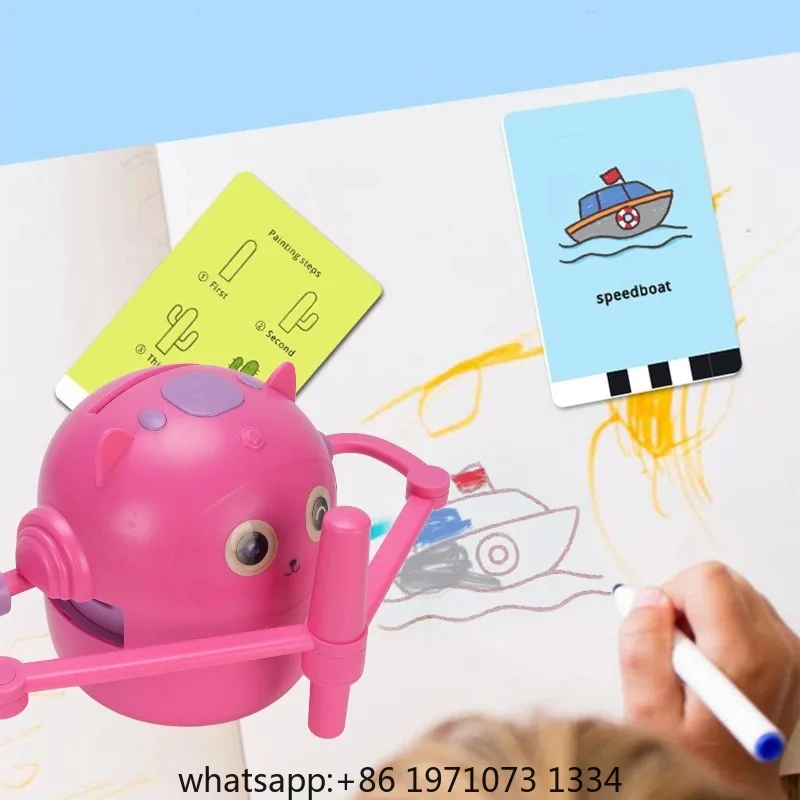 Painting Robot Smart Drawing Robot Educational Interactive Drawing Machine Painting Learning  with 2 Pens 100 Sheets Cards