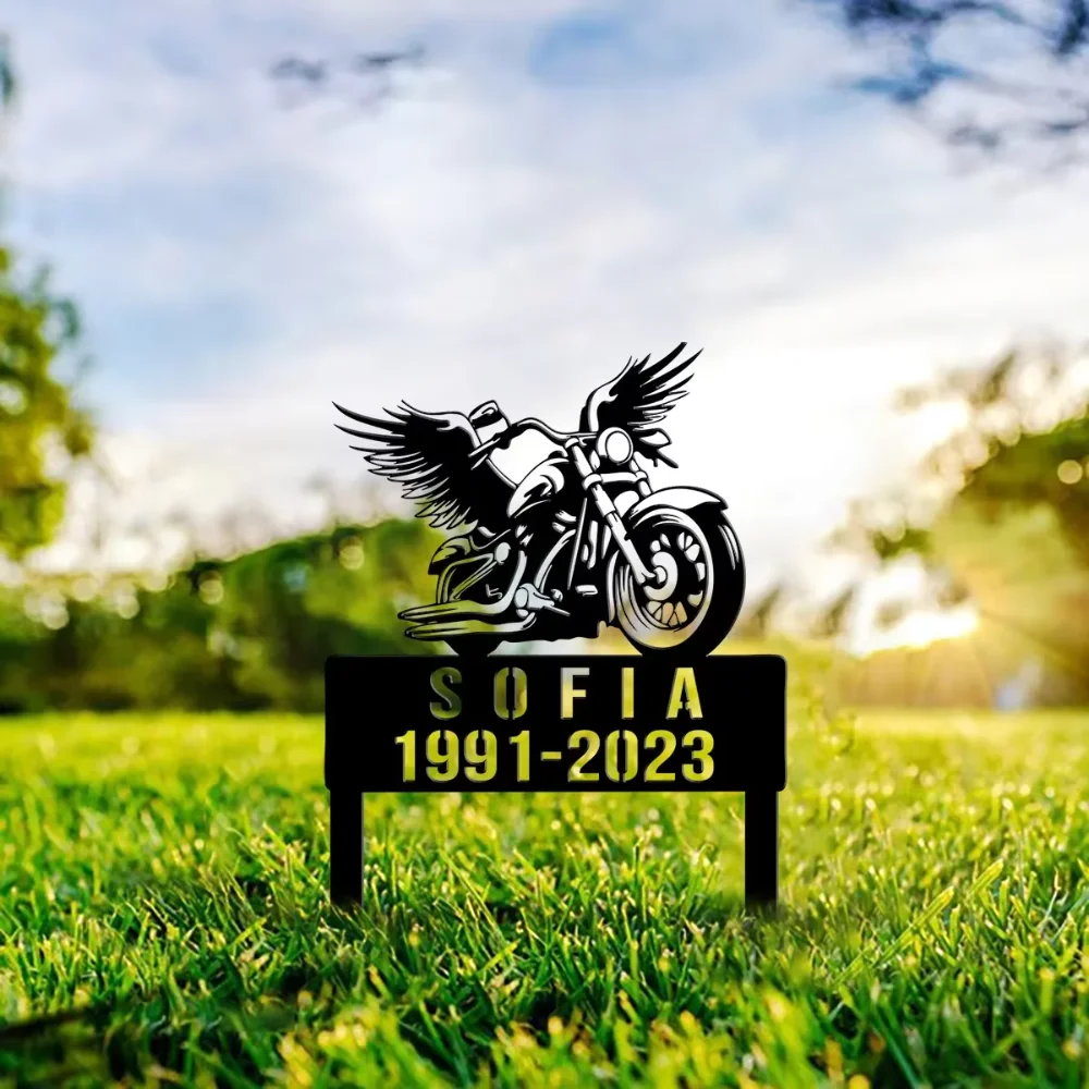 Masterfully Created Custom Personalized Motorcycle Signboard for Garden Insert Adding a Touch of Style and Uniqueness to Yard