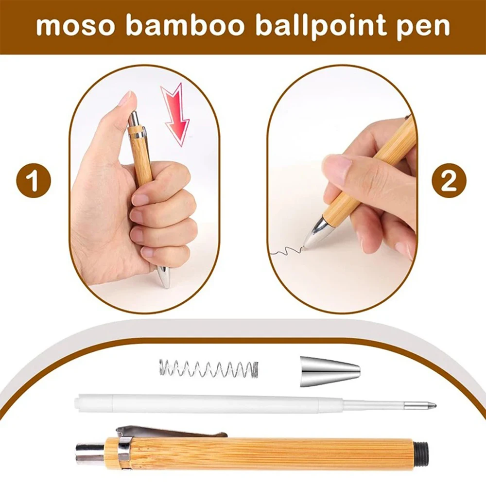 100 50 20 Pcs Personalized Logo Ball Pen Natural Bamboo Rollerball Pen Office For Company Business LOGO Name Small Gift Supplies