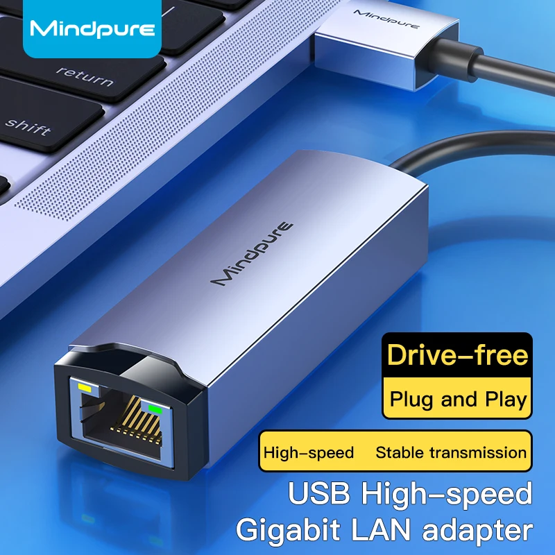 Mindpure-Adaptateur USB vers Ethernet, 1000 Mbps, RJ45, Carte Réseau pour Windows 10, Xiaomi Mi Box 3/S, Nintendo Switch, Ordinateur Portable, Internet