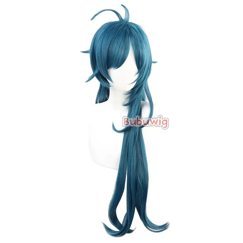 Bubuwig cabelo sintético genshin impacto kaeya cosplay peruca men halloween 80cm longo reta mista azul festa perucas resistente ao calor