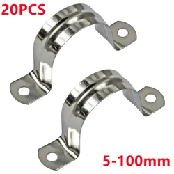 20pcs 5mm-100mm Riding Clip Clamps Pipe Saddle Clamps U-shaped Hose Clips 304 Stainless Steel Plumbing Brackets Wire Clips Fixer