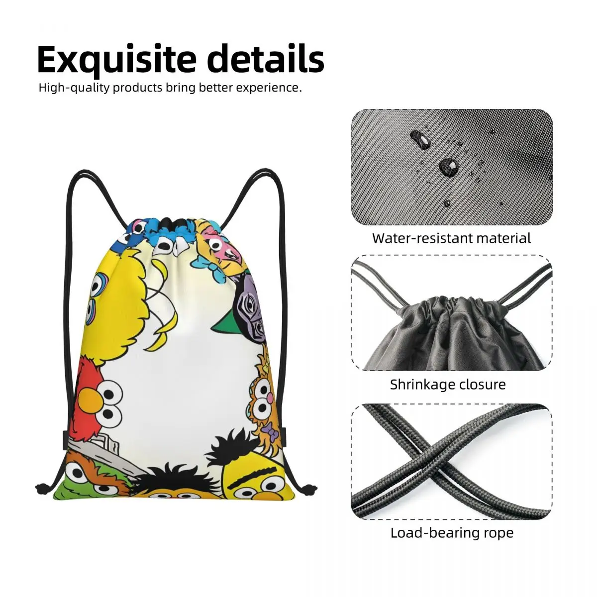 حقيبة برباط مخصصة من كوكي مونستر للتسوق حقائب ظهر لليوجا للرجال والنساء حقيبة ظهر تعليمية للأطفال للتلفزيون والرياضة والجيم #5