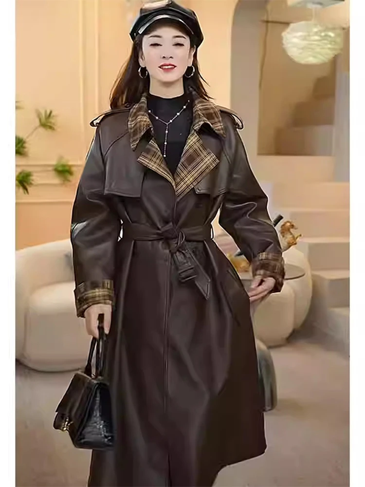 

Модное универсальное осеннее пальто в клетку и однотонное корейское женское пальто с воротником-стойкой, длинными рукавами, средней длины, в клетку, верхняя одежда