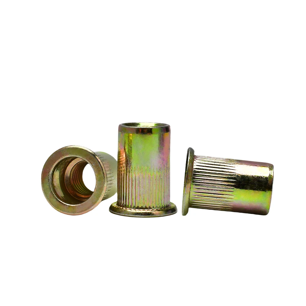M3 M4 M5 M6 M8 M10 M12 Flat Rivet Nut Metal Panel Lock Insert Rivnut Aluminum Carbon/Stainless Steel Rivets Nuts Metric Threaded