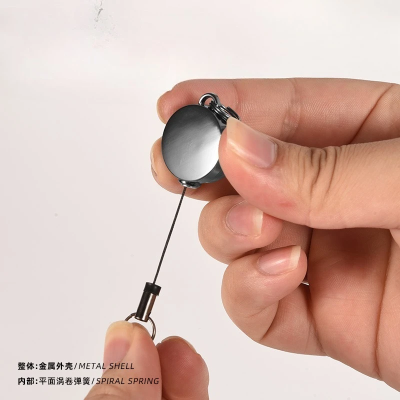Mini Retractable Keychain Reel Small Pull Back Key Holder with Stretch Cable Anti-Lost Key Ring Organizer for Keys ID Badge