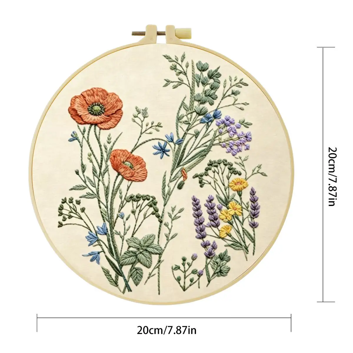 1 Stück 20X20CM/15X15CM 7,87/6,3 Zoll Blumen-Stickerei-Starter-Kit DIY-Kit DIY-Stickerei-Set Handarbeiten Heimdekoration – Detail 4