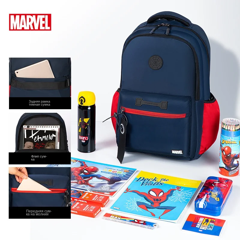Marvel Leisure Boy School Bag Middle High Student Shoulder Orthopedic Backpack Spider Iron Man Large Capacity Light Mochilas