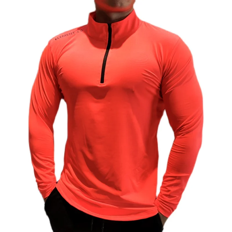 New 2023 Autumn Winter Quick Dry Running Shirt Men T-shirt Long Sleeve Compression Shirts Gym T-shirt Fitness Sport Zipper Shirt