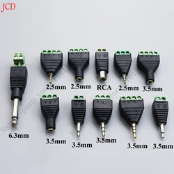 1 sztuka 2,5/3,5 mm/6,3 mm RCA 3 4-biegunowy stereofoniczny wtyk TRRS audio-wideo męski na 3-pinowy 4-pinowy adapter złącza śrubowego żeński