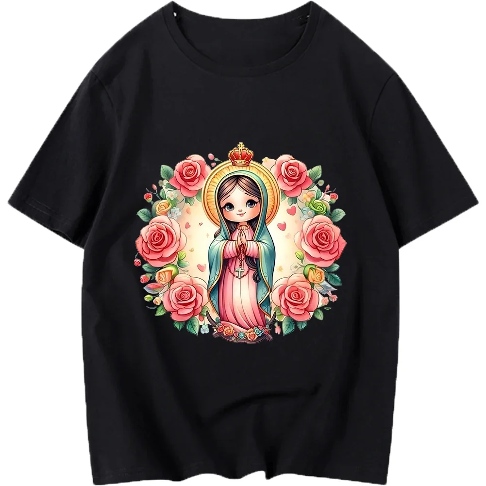 Mexican style  Mary  Iron On Heat Transfer Stickers For Clothes DTF Pinted Vinyl Thermal Appliques Washable T-Shirt Decal