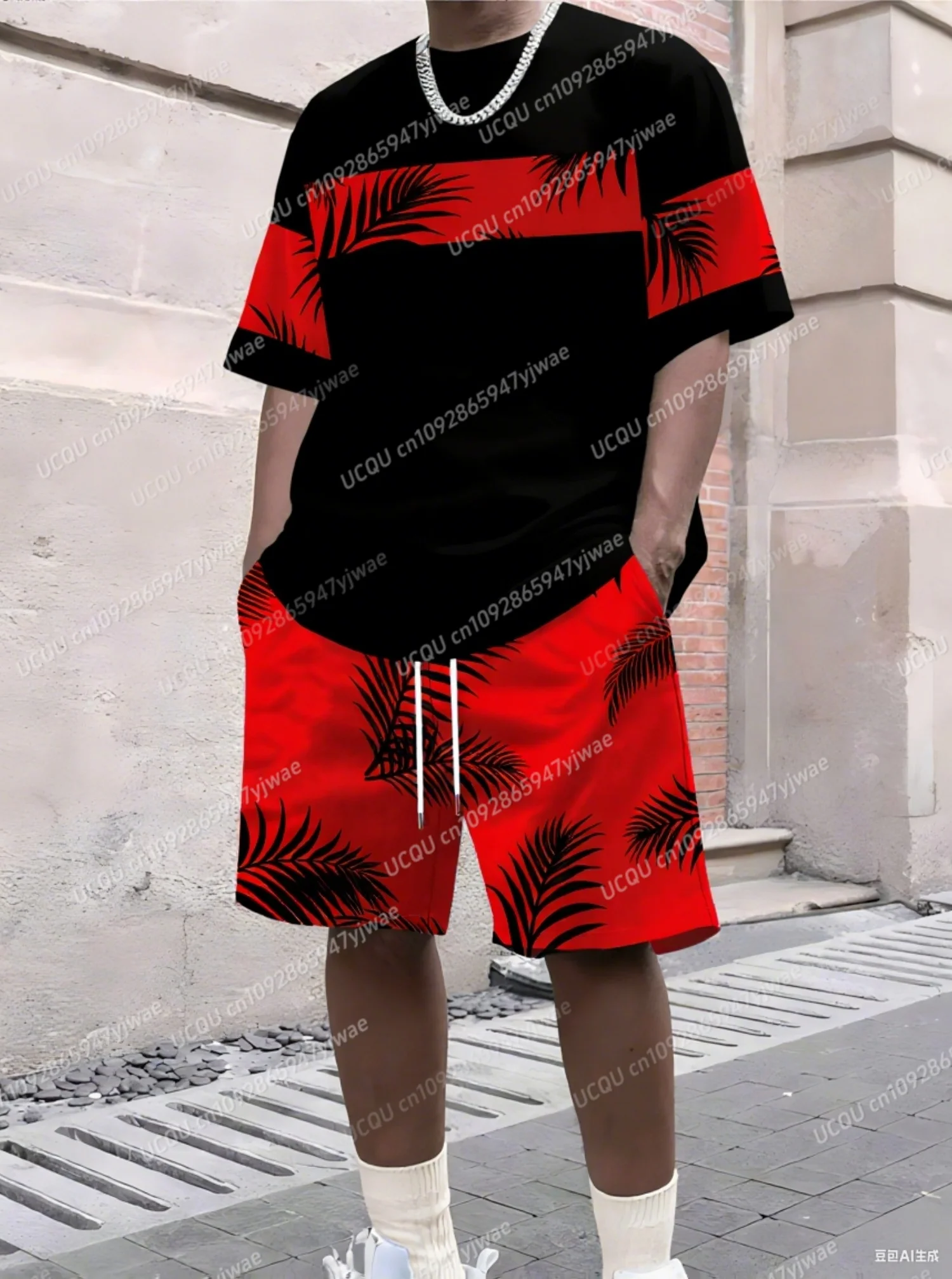 2025 Summer Hawaiian Coconut Tree Print Men's Tracksuit 2 Pieces Set Casual Sport T-Shirt Shorts Set Men's Jogging Men Clothes
