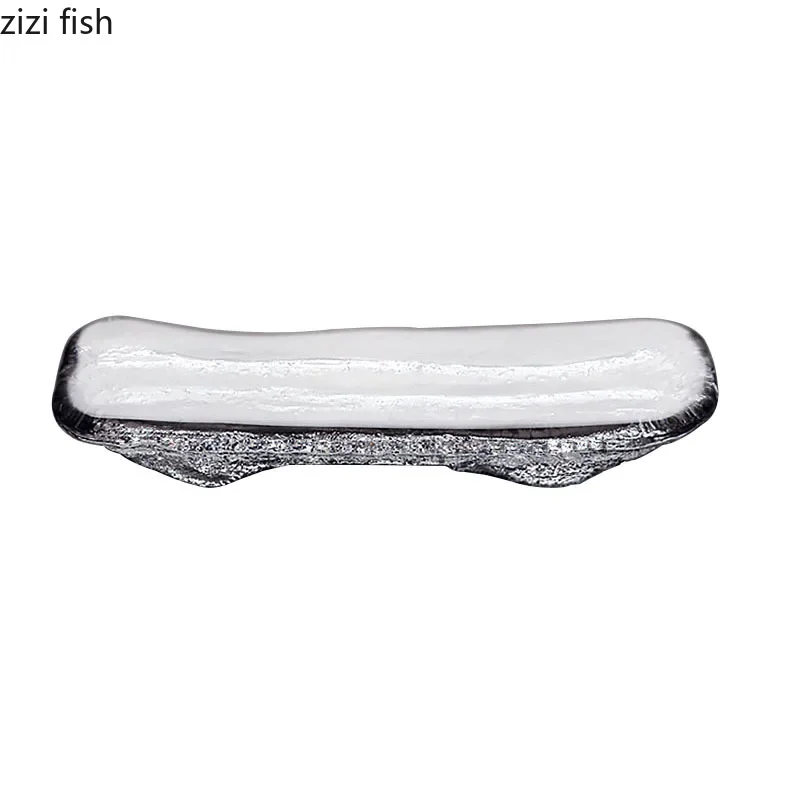 Creative Hammer Pattern Glass Dinner Plate Irregular Sushi Plate Sashimi Plate Dessert Plates Snack Plates Specialty Tableware