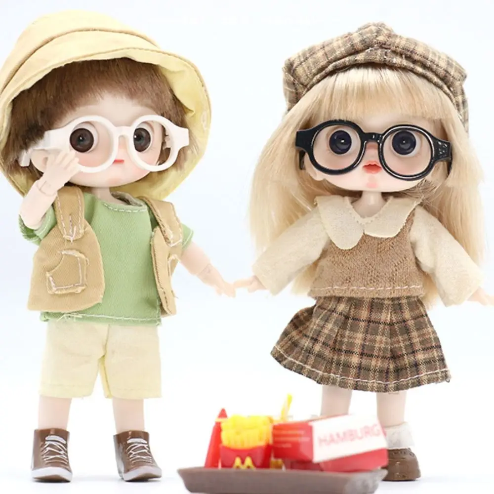 Miniature OB11 Doll Round Glasses Round Frame Round Doll Mini Glasses Plastic Black Frame Doll Round Glasses Children Toy