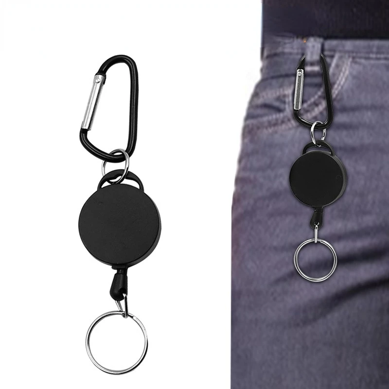 1 PC Outdoor EDC Elastic Key Chain TAD Steel Rope Burglar tools Tactical Retractable KeyChain Recoil Ring Pull Chain Clip