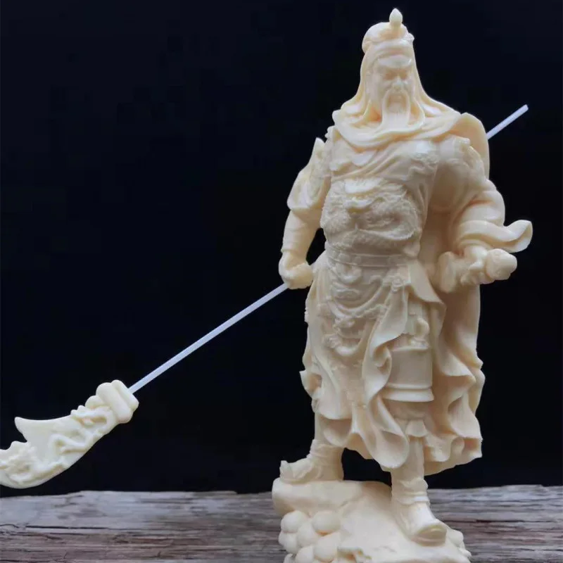 Ivory Nut Carved Saint of War Guan Gong Lord Guan the Second Decoration Home Office Desktop Guan Yu Wooden Craftwork Gift Box