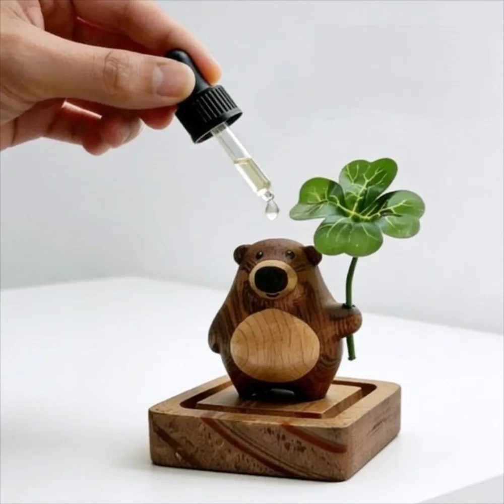 Creative Wood Aroma Diffuser Fragrance Ornament Cute Bear Essential Oil Diffuser Long-Lasting Desktop Aroma Diffuser Car