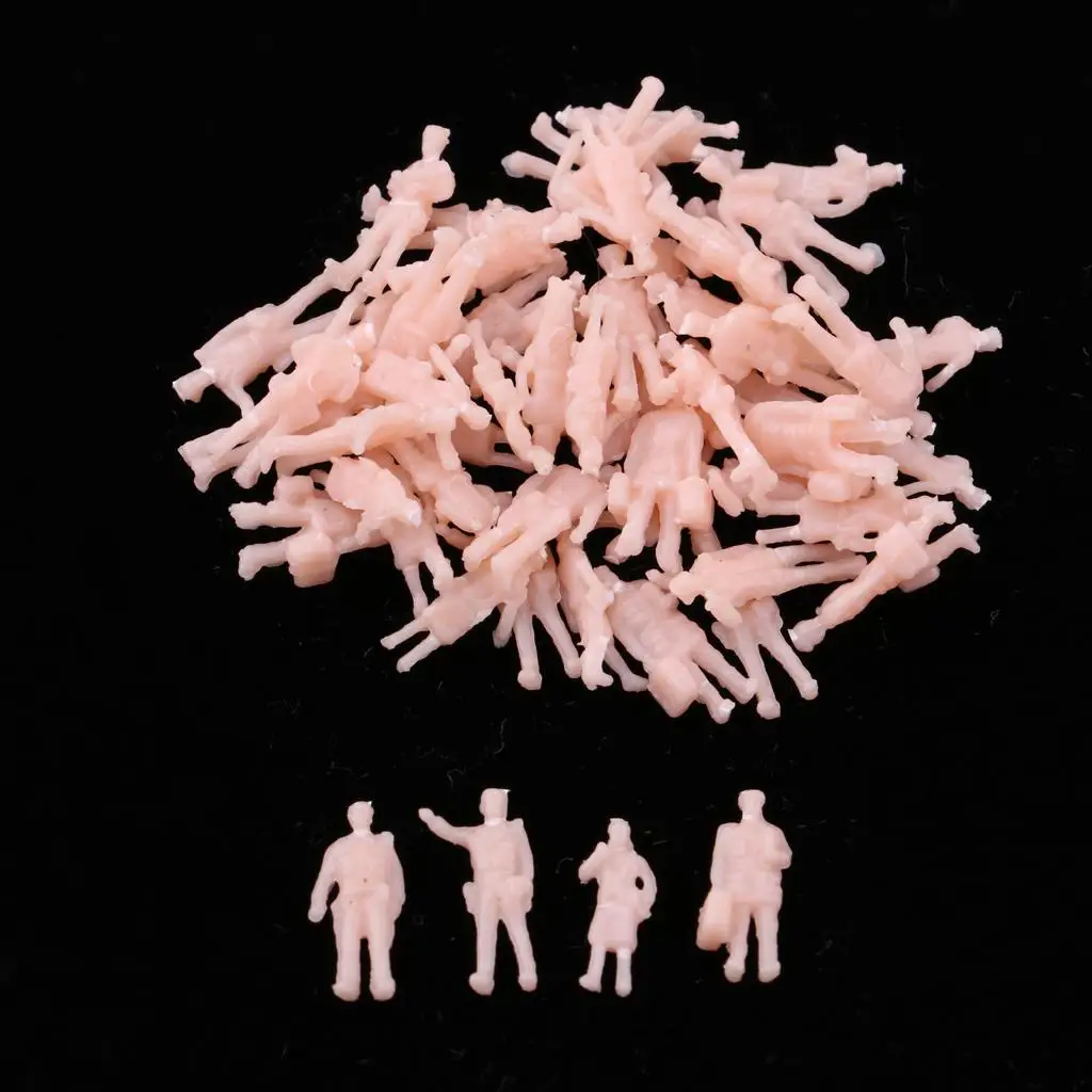 56pcs 0 Scale Unpainted Model Train Figures 10mm for Sandtable accessories