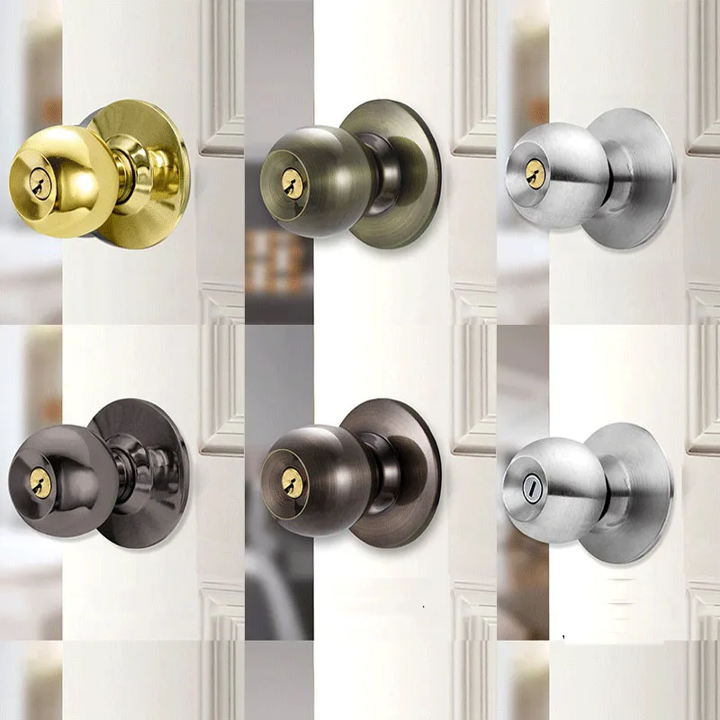 

Stainless Steel Door Lock For Indoor Bedroom And Bathroom Round Lock Old-fashioned Room Door Lock Ball Type Rolling Ball Lock