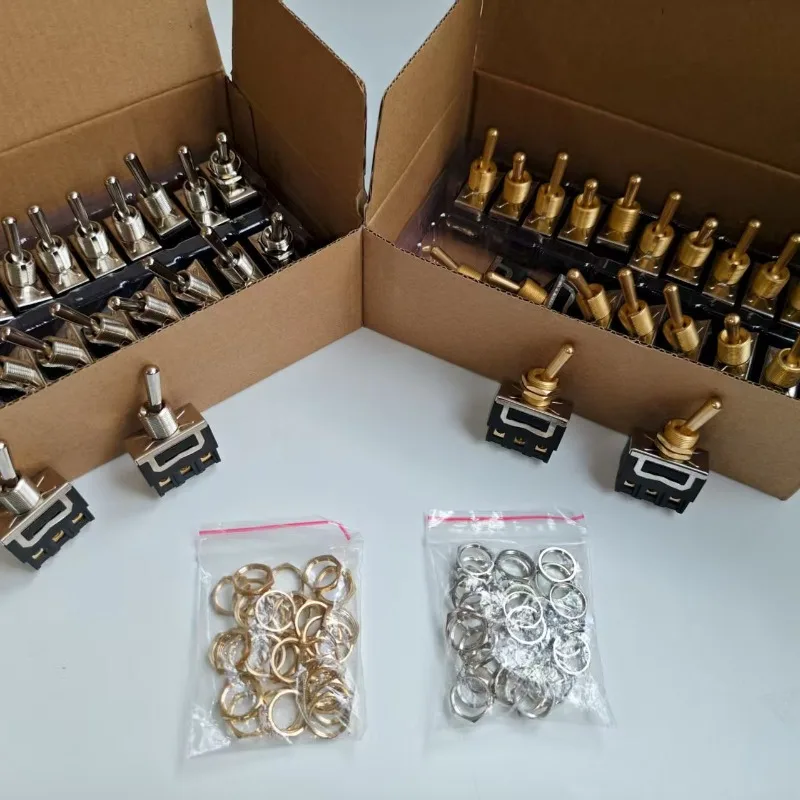 1pcs 12MM All-Copper Toggle Switch, 2-Position ON-OFF, High-Power Compact Toggle Switch, 10A