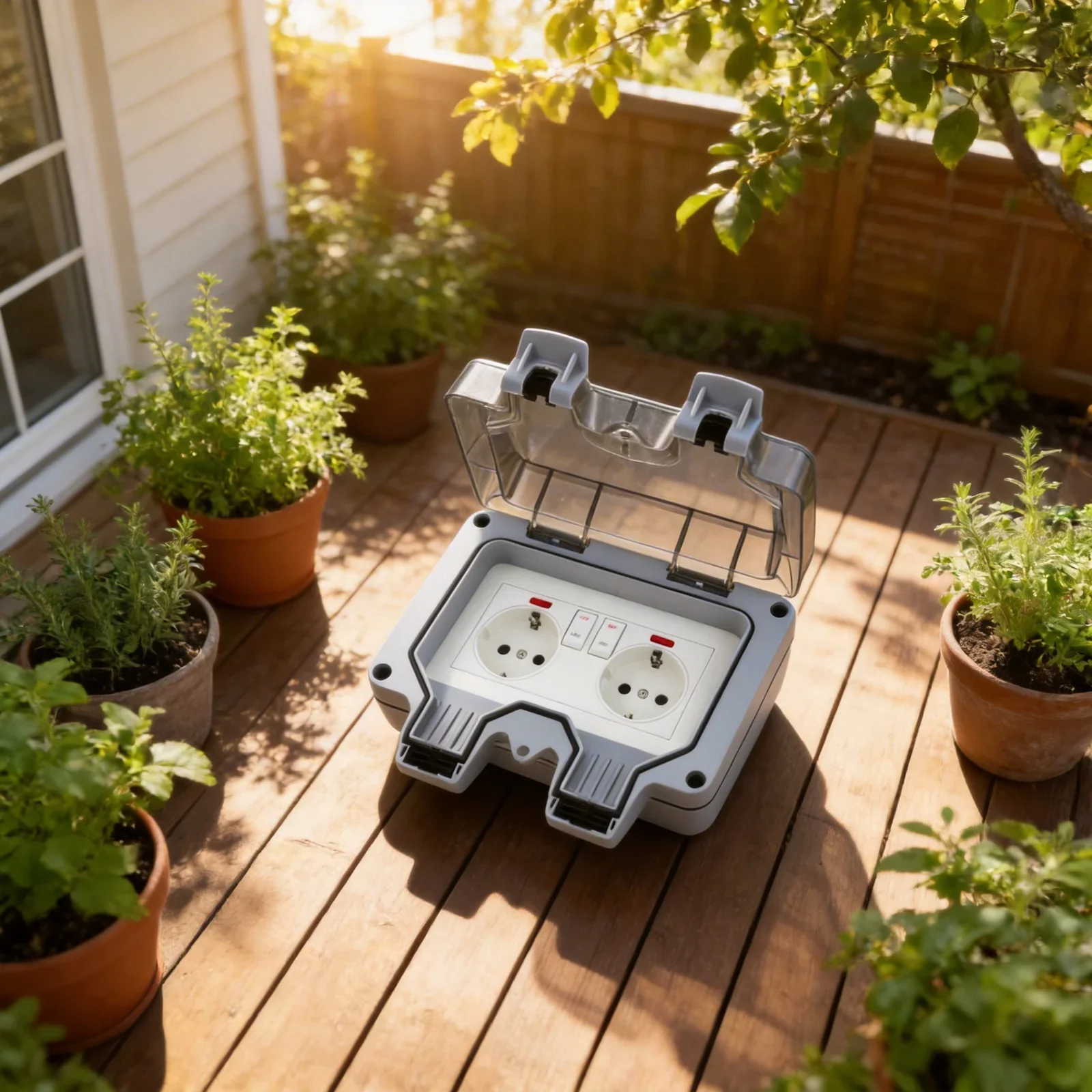EU Type Socket Waterproof Socket Flame-retardant Material Grounding System Mounting Screws Included For Garden Tools