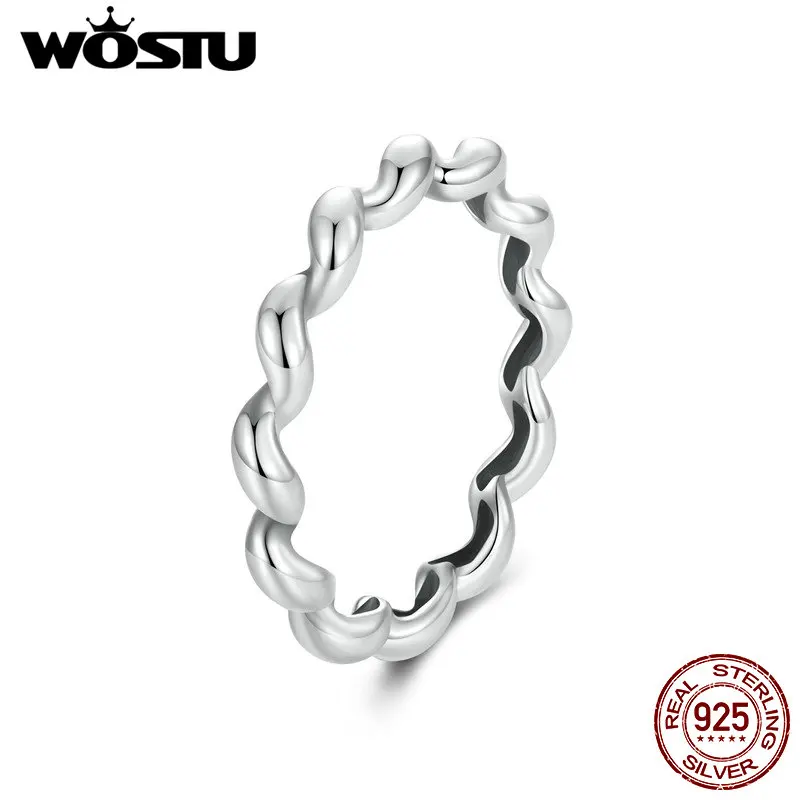 WOSTU Solid Retro 925 Sterling Silver 3MM Rope Twist Ring Vintage Wedding Band Rings for Women Girls Stacking Jewelry Gift