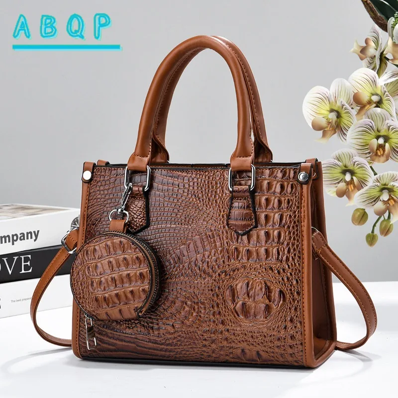 Women's Handbag Crocodile Pattern Fashionable Women's Shoulder Bag Large Capacity Luxury 2-piece Set Women's Bag High Quality