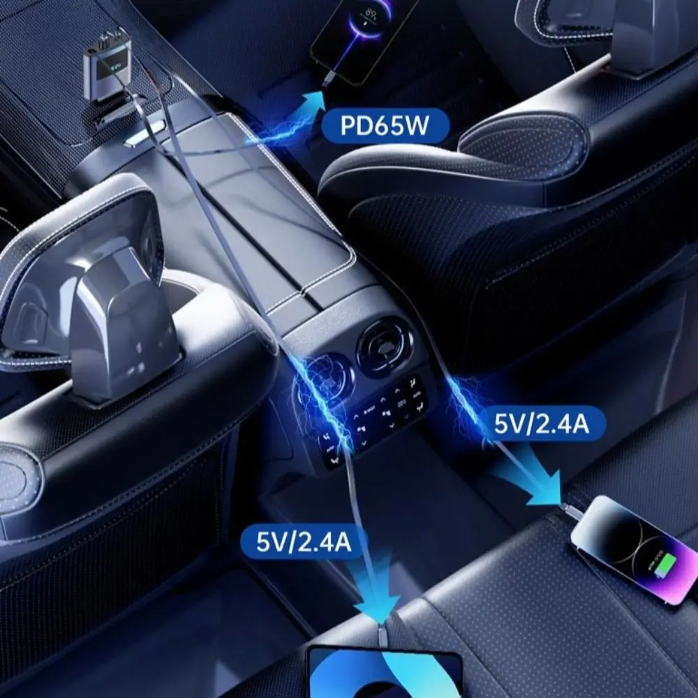 

Универсальное автомобильное зарядное устройство с LED-дисплеем SC09, USB-адаптер для быстрой зарядки Type-C