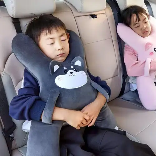 Almohada para dormir en forma de H para coche para niños, almohada para el cuello con asa, soporte para el cuello, previene la cabeza inclinada, asiento trasero para dormir