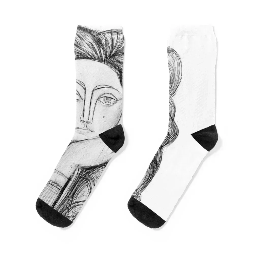 FRANCOISE 1946 : Vintage Abstract Charcoal Print Socks halloween new in's Stockings man compression Socks For Man Women's