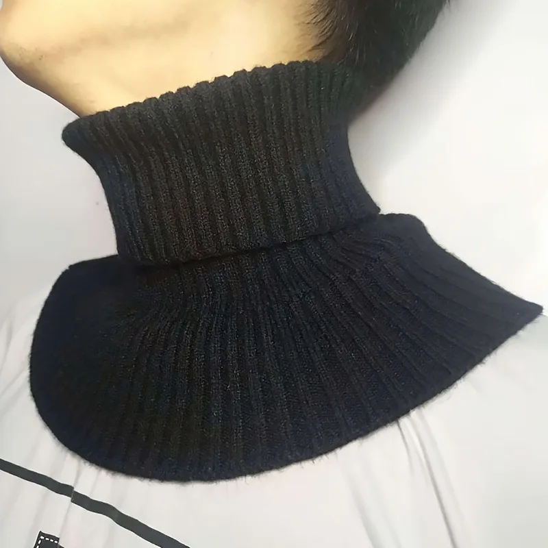 Winter Männer Gestrickte Schal Gefälschte Kragen Abnehmbare Rollkragen Hals Wärmer Winddicht Baumwolle Schal Rüschen Wrap Kragen Abdeckung 27*18 cm