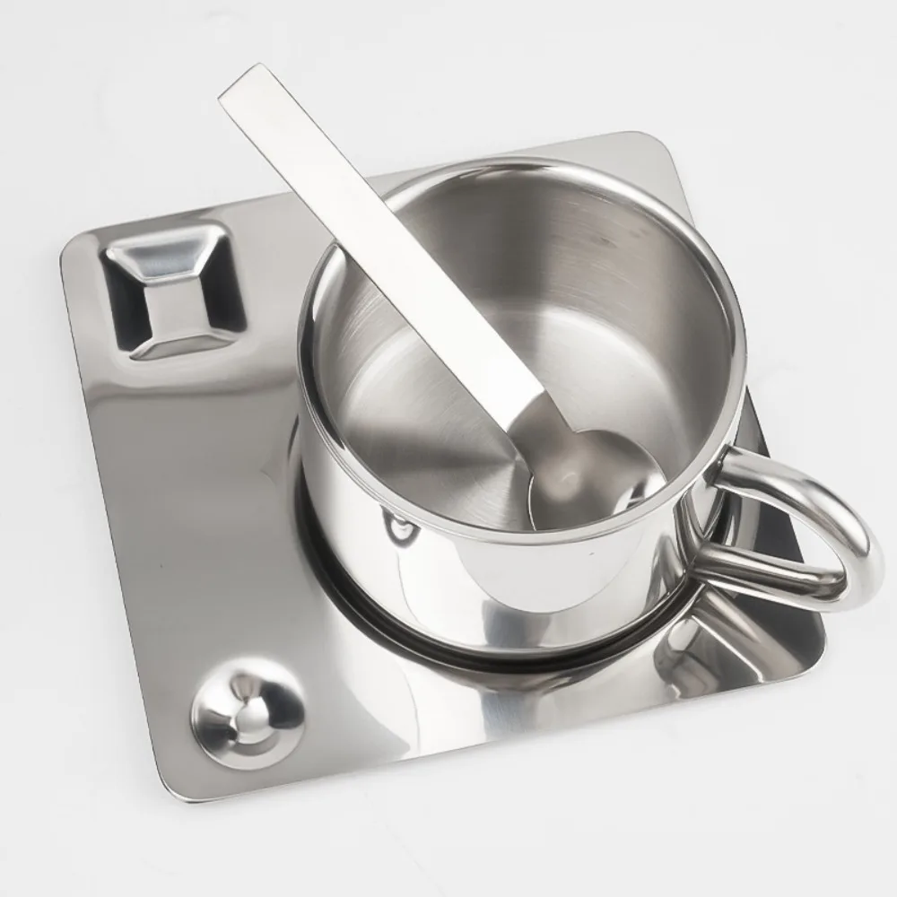 304 Stainless Steel Coffee Cup Set Heat Resistant Minimalist Coffee Mug Drop-resistant with Spoon Tea Cup Set Restaurant