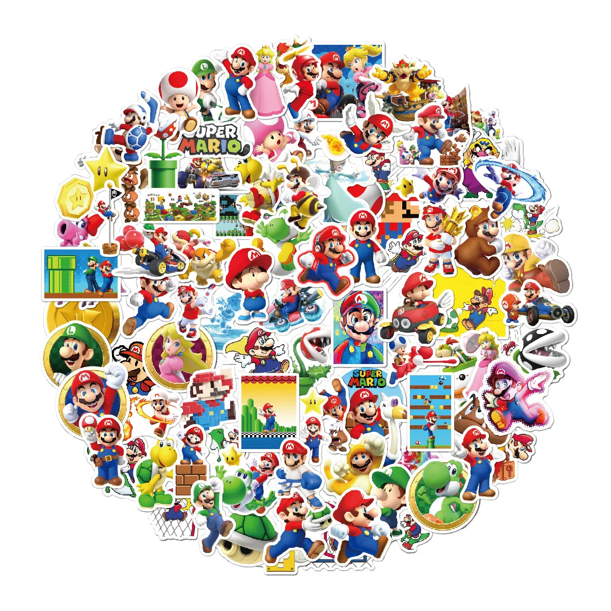 100Pcs/Set Cartoon Super Mario Game Stickers For Travel Luggage Phone Guitar Laptop Classic Cartoon Sticker Christmas Gift