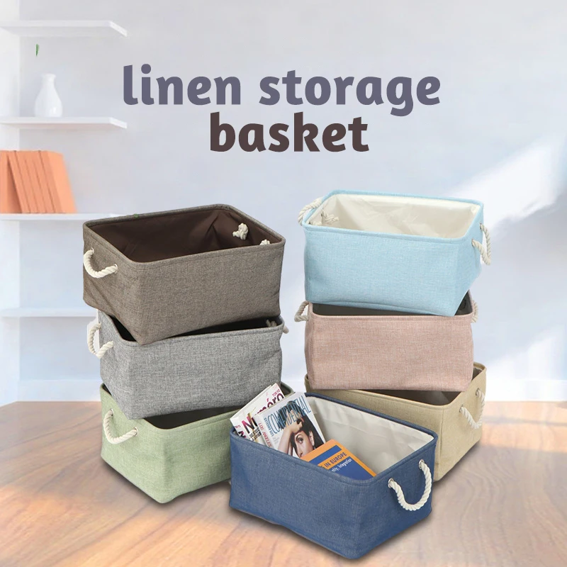 Home Fabric Solid Color Storage Bin with Hard Bottom Base and 2 Bold Handles Canvas Shelf Basket Wardrobe Bedroom Organizers