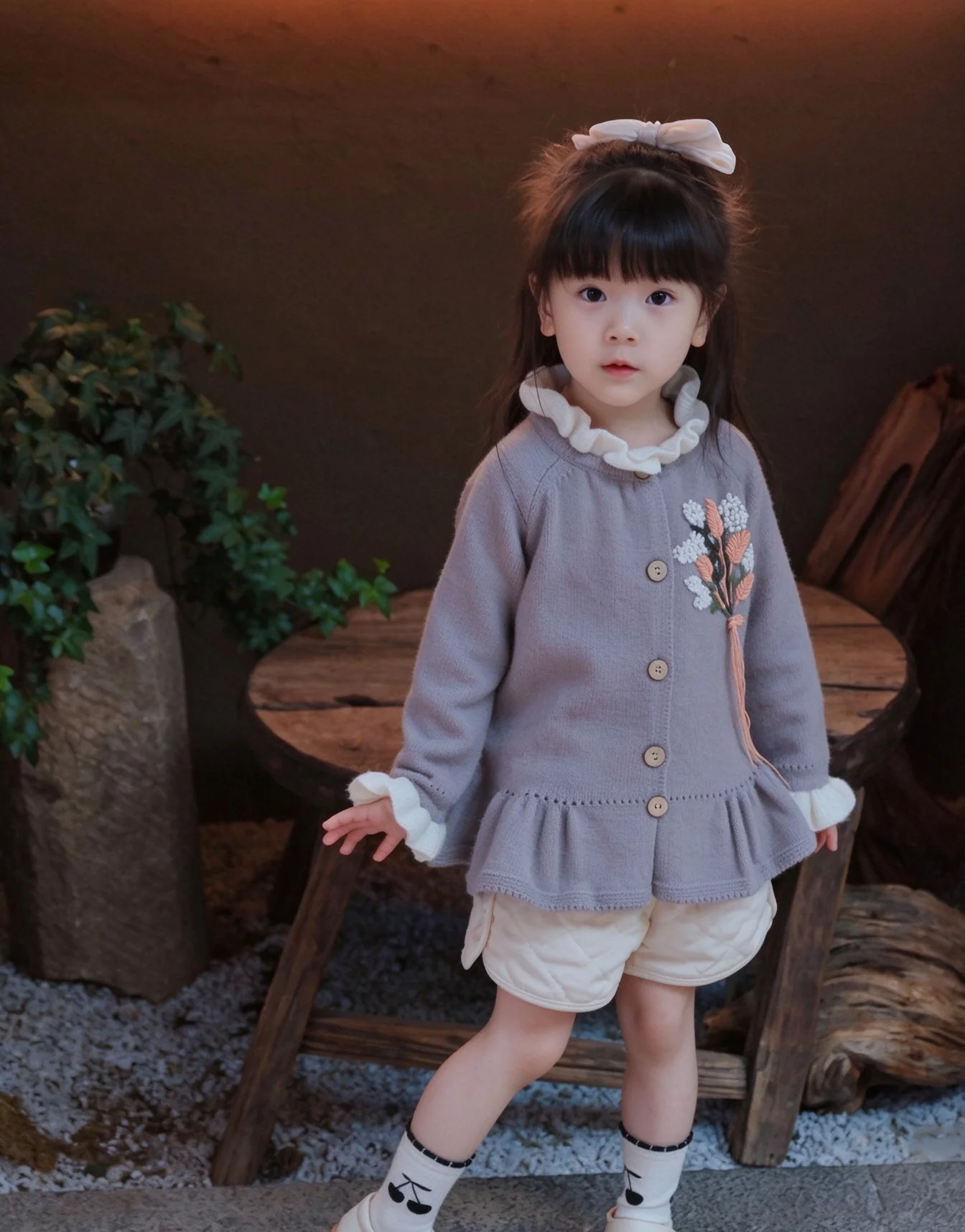Baby Girl Knit Cardigan, Autumn Winter New, Hand Embroidered Cute Bouquet Sweater, Nordic Ins Style Toddler Girls Knit Outfit