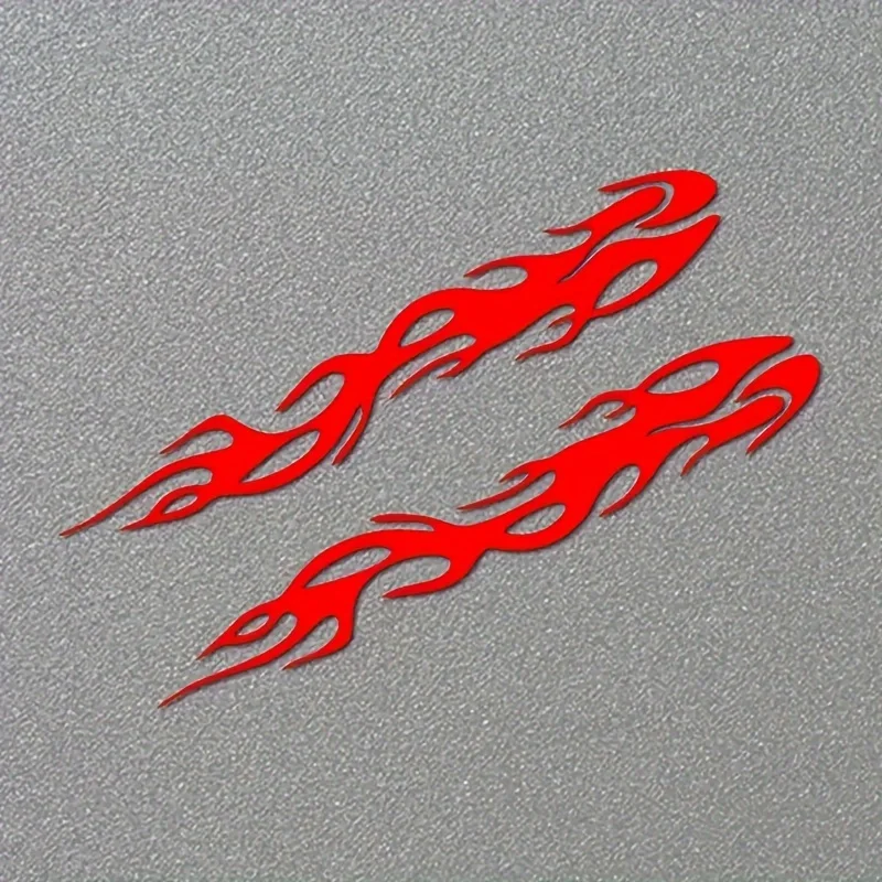 1pc 2D Flat Reflective Flame Stickers High Visibility PVC Decals Self-Adhesive Durable for Motorcycle Car EV Safety Decoration