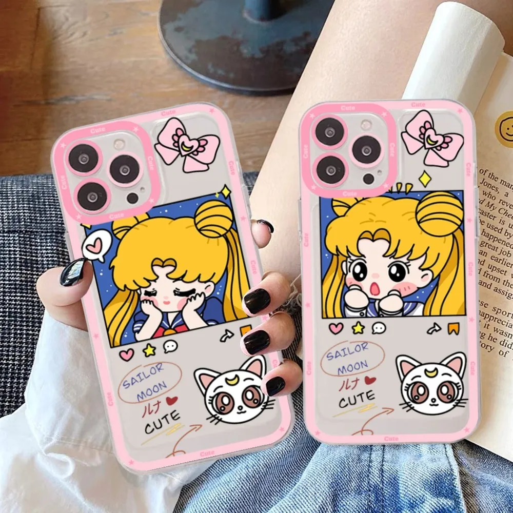 

S-Sailor-Moon anime Mousepad For Samsung S 20 21 22 23 lite plus ultra Clear Mobile Cover Funda