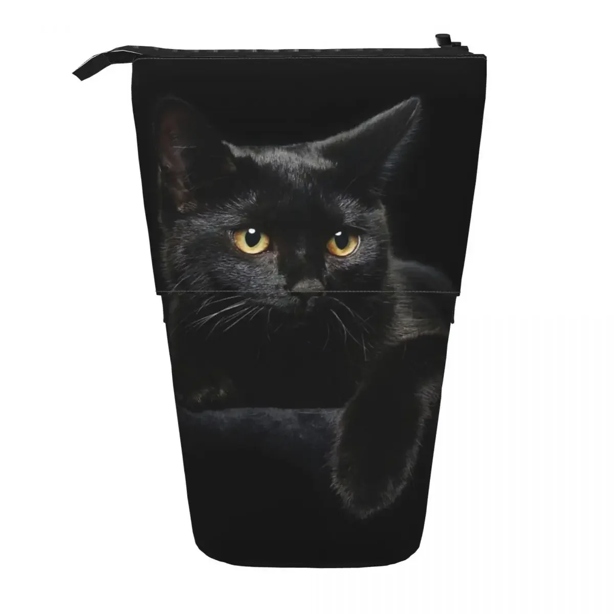 Schwarze Katze, wendbare Federmäppchen, Federmäppchen zur Aufbewahrung von Schreibwaren, großes Fassungsvermögen, Stiftbox, Bleistiftbeutel für Jungen, Mädchen, Schule