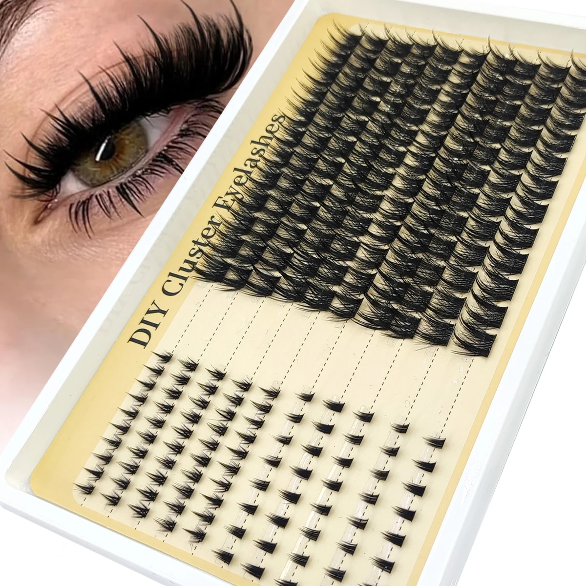 AMSDCN Salonähnliches Wimpern-Cluster-Set mit Spikes DIY Wimpern-Cluster D-Kurve Spiky Full Cluster Wimpernverlängerungs-Kit Einzeln