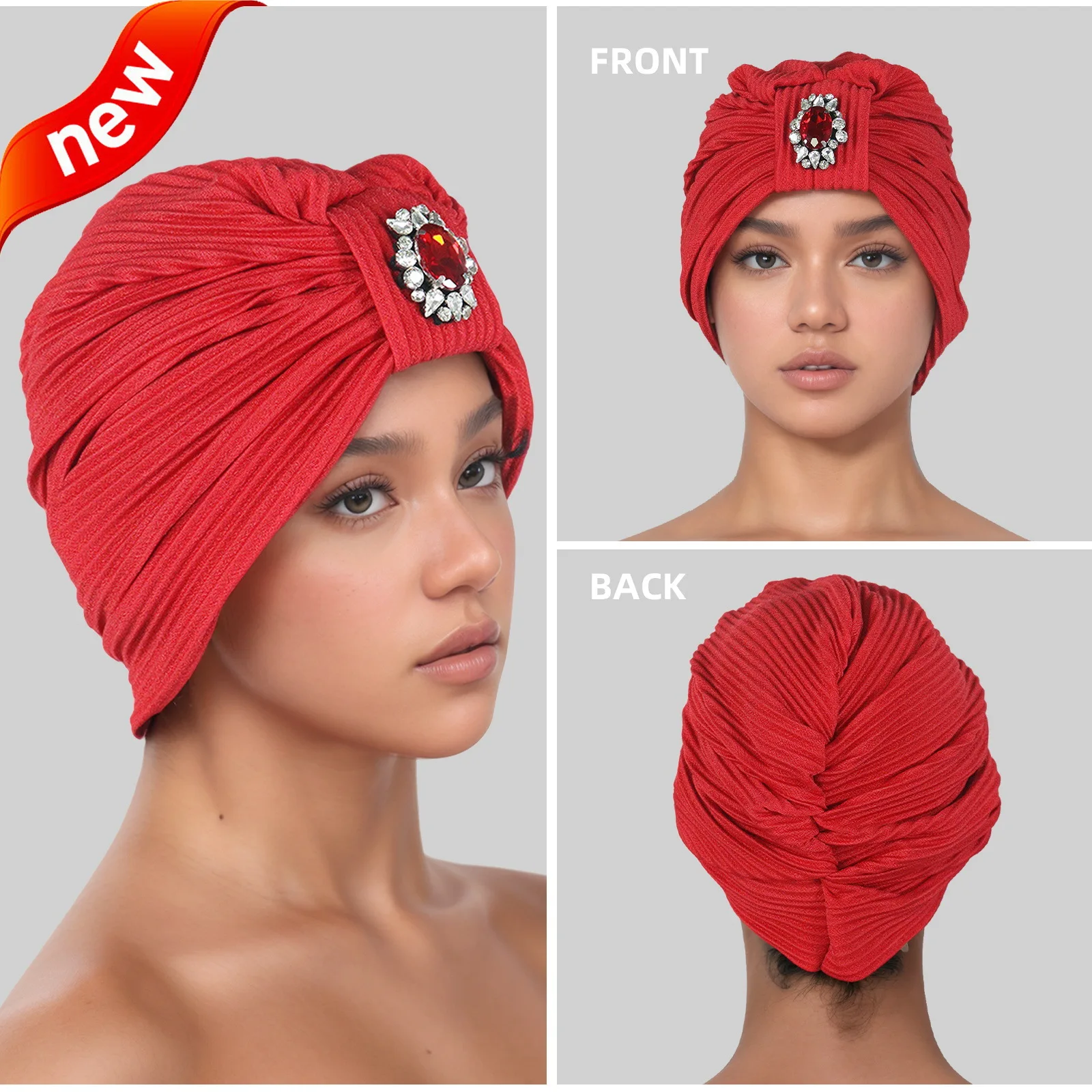 Muslim Women Diamonds Turban Hijab Bonnet Head Wrap African Auto Gele Cap Nigeria Wedding Party Headpiece Turbante Hat Headscarf