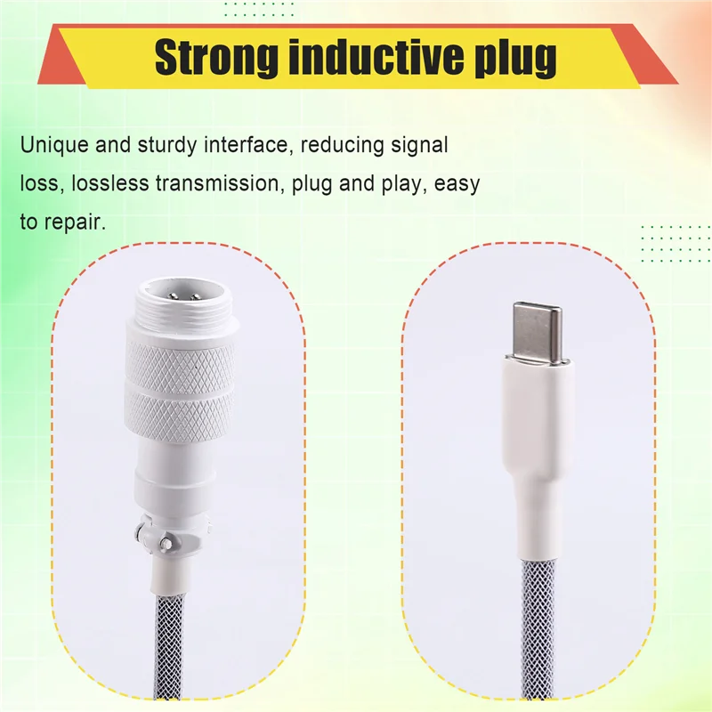 Well Made-Double USB-C Mechanical Keyboard Cable With GX16 Aviator Connector, Type-C Interface Ideal For Gaming Keyboards