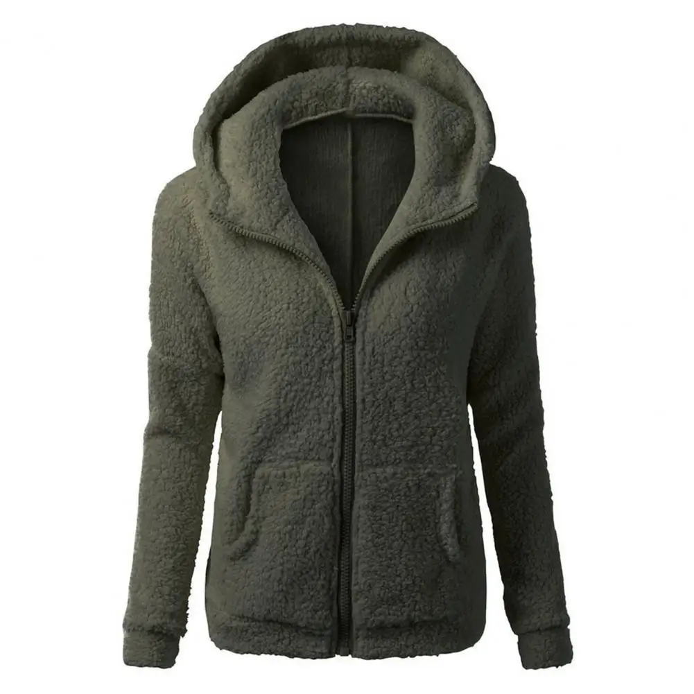 Plush Coat Hooded Women Coats Warm Casual Fashion Hoodie Sweatshirt Zipper Cardigan Plush Jacket Thermal Coats Female Jacket